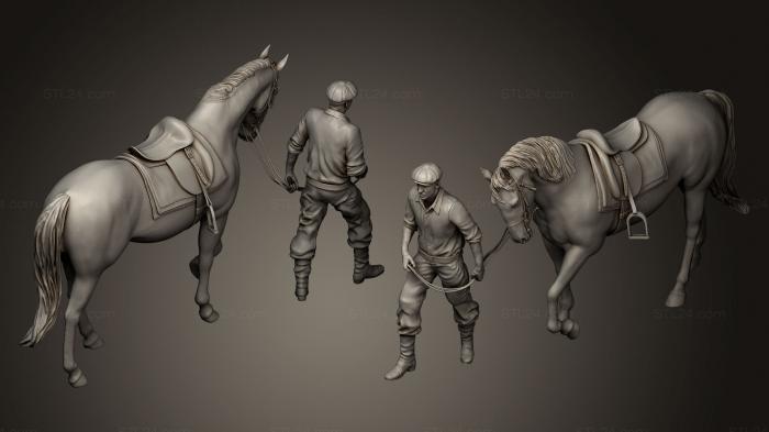 Military figurines (workers and horses, STKW_0151) 3D models for cnc